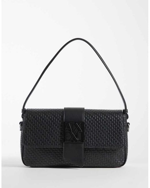 ARMANI EXCHANGE Black Susy Soft Woven Shoulder Bag