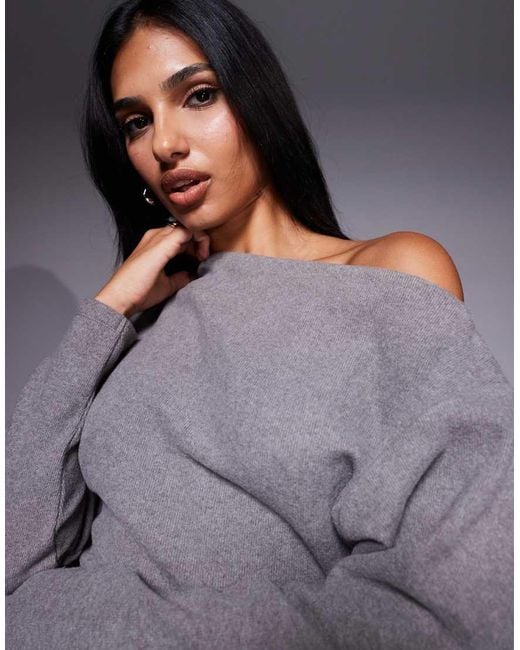 ASOS Gray Supersoft Off Shoulder Mini Dress