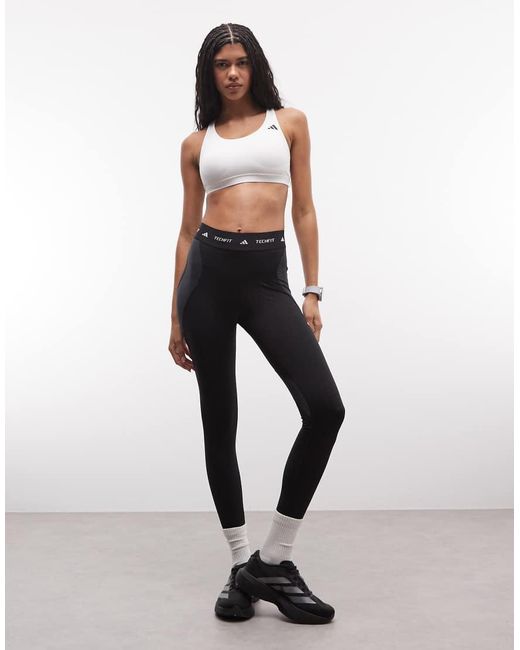 Adidas Originals White Adidas Training Optime Essentials Mid Support Sports Bra