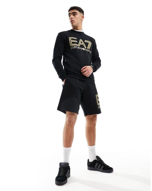 Emporio armani - sweat d'ensemble à logo fluo devant EA7 pour homme en coloris Black