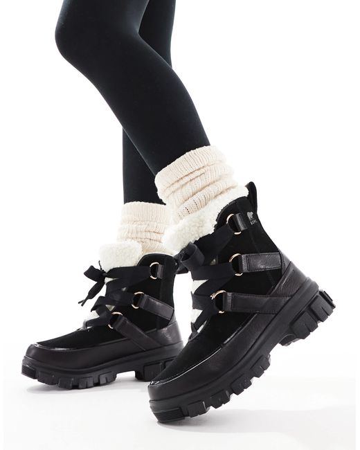 Sorel Black – torino v resort – wasserdichte schneestiefel aus leder