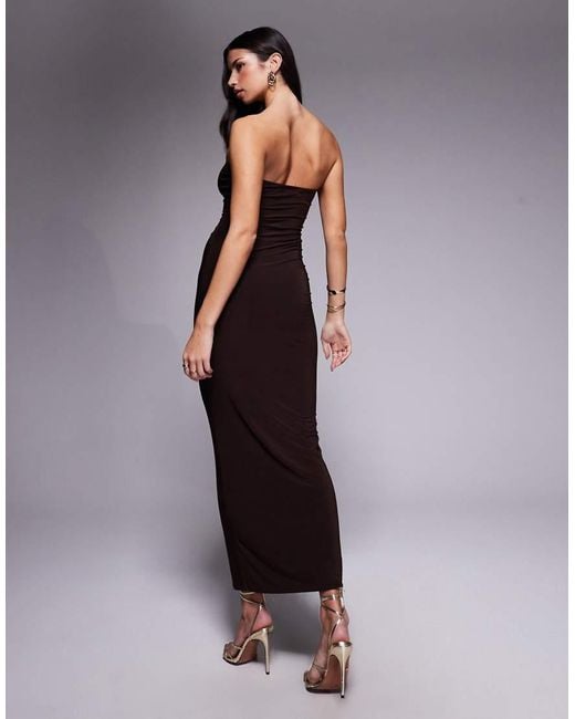 Fashionkilla Purple Exclusive Slinky Double Sculpted Bandeau Maxi Dress