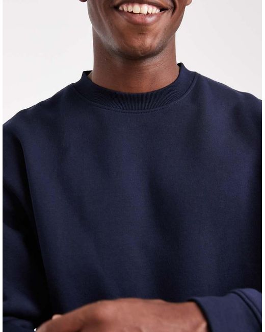 ASOS Blue Essentials Boxy Relaxed Sweatshirt for men