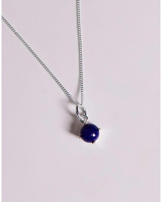 ASOS Black Sterling Semi-precious Lapis Pendant for men
