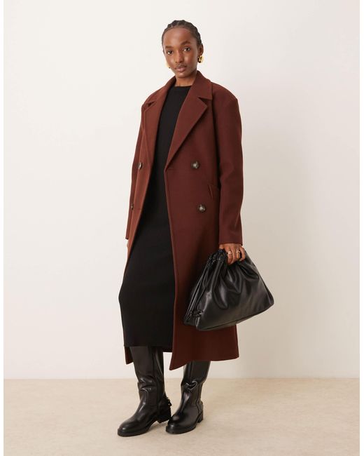 Miss Selfridge Brown Belted Wrap Formal Coat