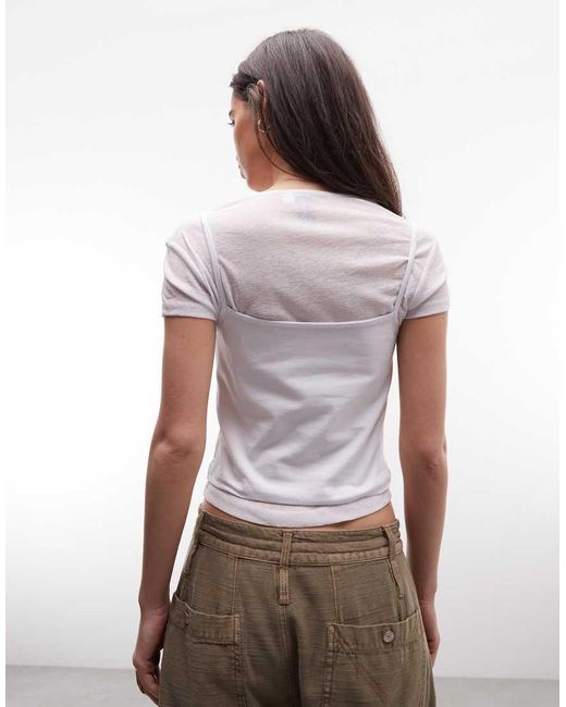 Collusion Brown Short Sleeve Double Layer Tshirt