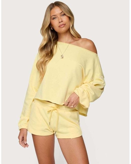 Edikted Yellow Kordelia Off Shoulder Sweatshirt
