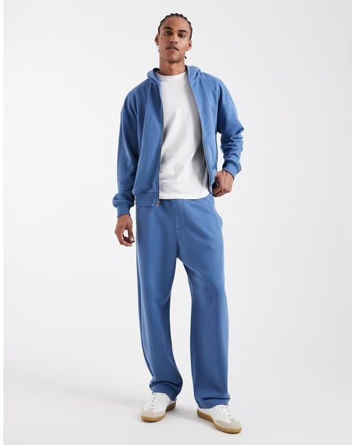 Hollister Blue Chest Logo French Terry Zip Through Hoodie Co-ord for men