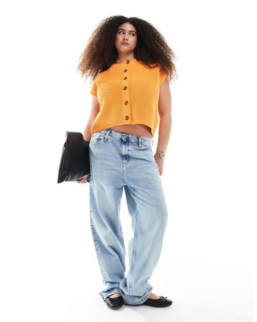 ASOS Orange Asos design curve – kastig geschnittene strickweste