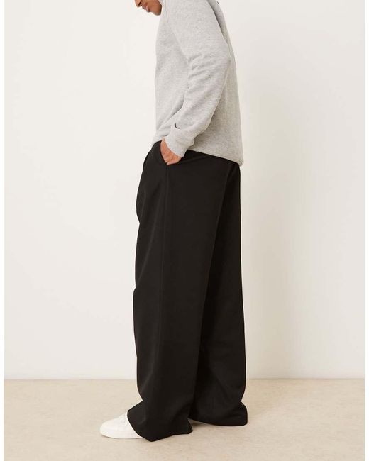 ASOS Black Smart Loose Leg Trousers With Triple Pleats for men