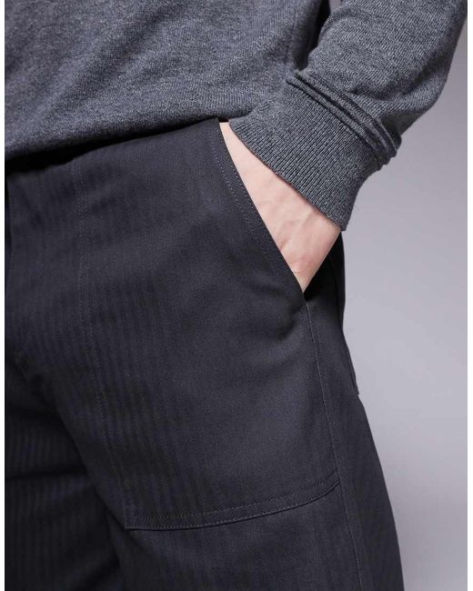 ASOS Gray Straight Leg Herringbone Trouser for men