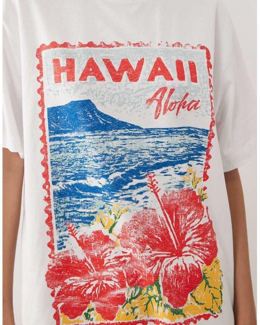 ASOS White Oversized T-Shirt With Hawaii Postcard Graphic