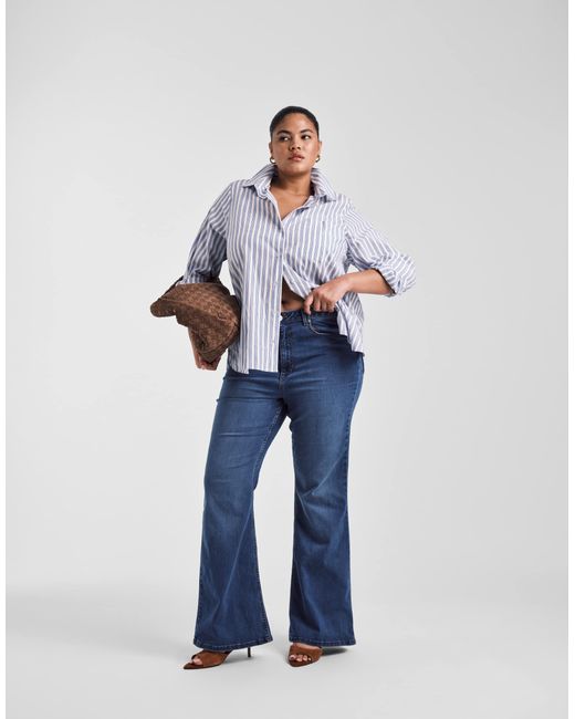 ASOS Blue Asos Design Curve Power Stretch Sculpt Flare Jeans