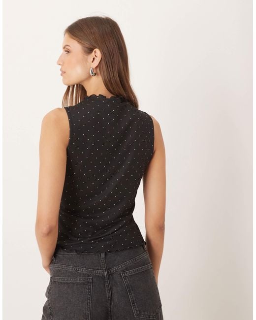 ASOS Black Mesh Tank Top With Lettuce Hem
