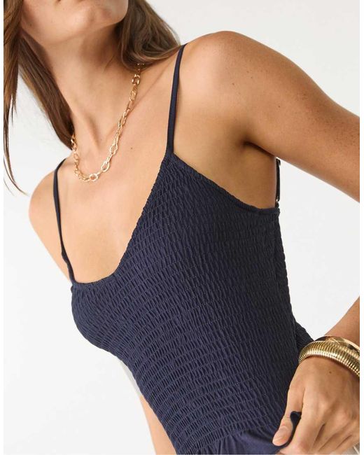 Stradivarius Top Met Bandjes En Elastisch Detail in het Blue
