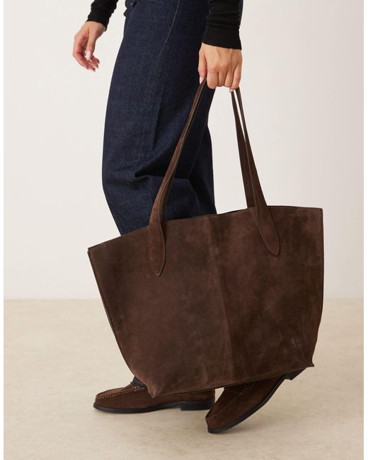 Mango Brown Leather Shouder Bag With Inner Pocket Bag