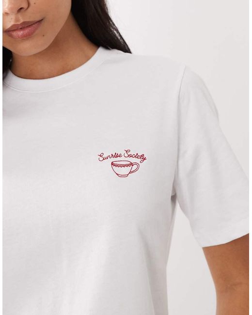 Mango White Round Neck Short Sleeve 'Sunshine Society' Graphic T-Shirt