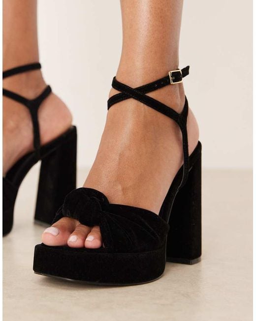 Asos Design Wide Fit Nutshell Knotted Platform Block Heeled Sandals in ...