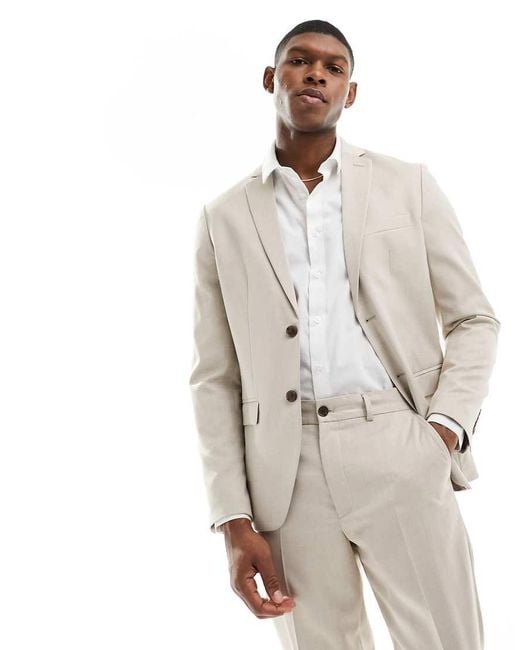 Chaqueta De Traje Beis De Corte Slim De -Beis Neutro SELECTED de hombre de color Natural