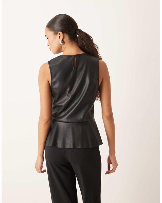 Gina Tricot Black Pu Peplum Top