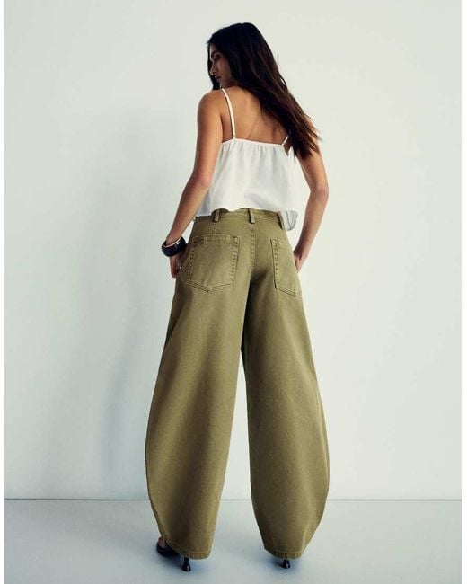 Bershka Natural Barrel Trousers