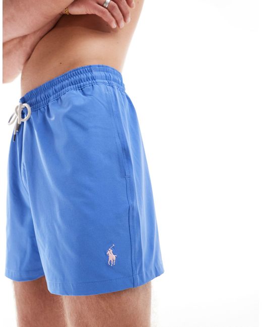 Polo Ralph Lauren Blue Traveler Icon Logo Mid Slim Fit Swim Shorts for men