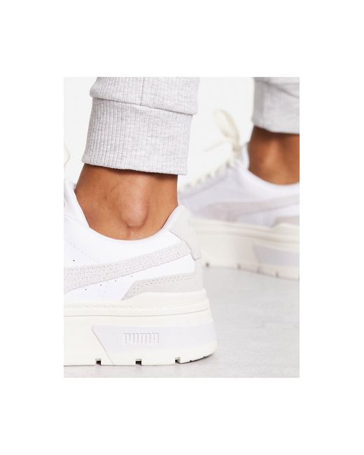 PUMA White Mayze Stack Textured Neutral Trainers
