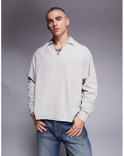 ASOS Gray Oversized Overhead Poplin Shirt for men
