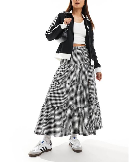 Bershka Gray Tiered Maxi Skirt