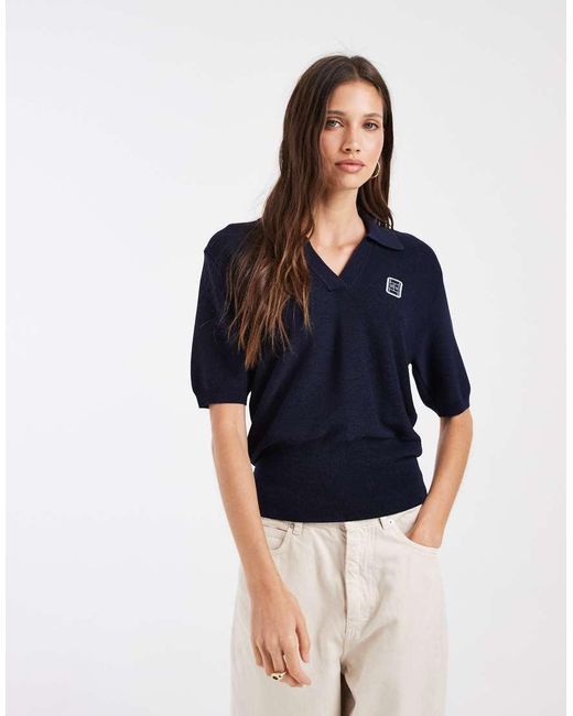 Lacoste Blue Short Sleeve Logo Knit Polo Top