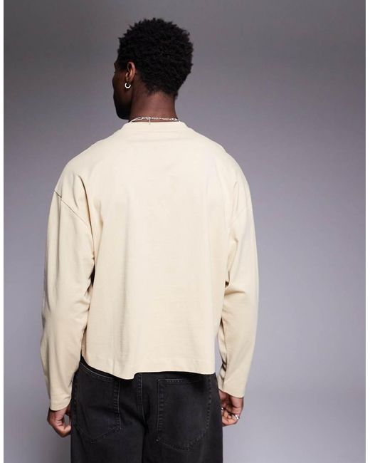 Camiseta Amarilla De Manga Larga Y Corte Cuadrado Extragrande Con Hombros Caídos De -Verde ASOS de hombre de color Natural