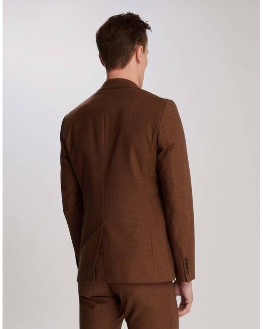 Harry Brown Brown Sandro Slim Fit Linen Look Suit Jacket for men