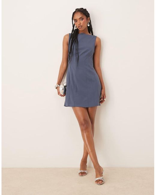 ASOS Blue Sleeveless Seam Detail Mini Dress