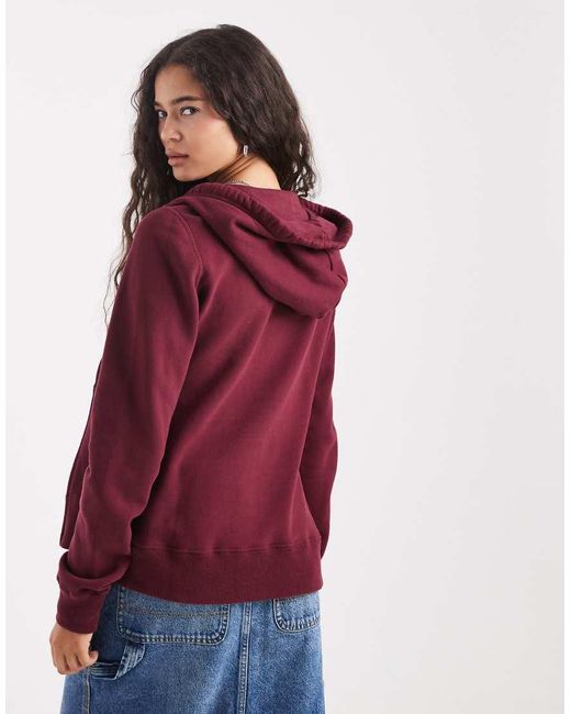 Hollister Red Double Zip Graphic Hooded Jumper