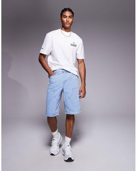 Short en jean style charpentier - délavé Sixth June pour homme en coloris Blue