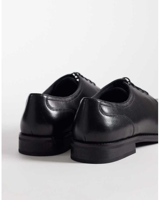 ASOS Black Lace Up Derby Shoes With Apron Detail for men
