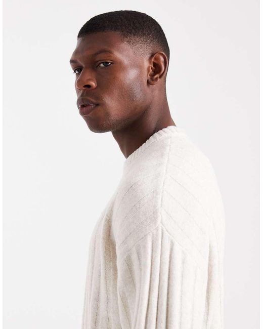 Jack & Jones White Oversize Thick Rib Jumper for men