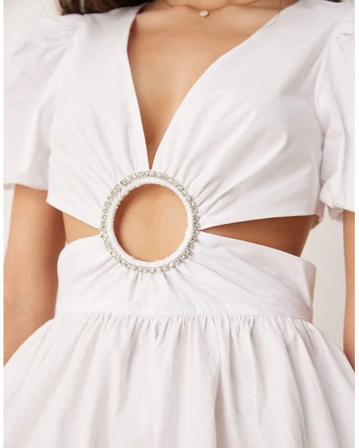 Glamorous White V Neck Mini Dresses