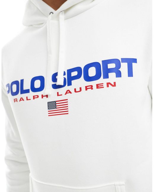 Polo Ralph Lauren White Sport Capsule Logo Front Hoodie for men