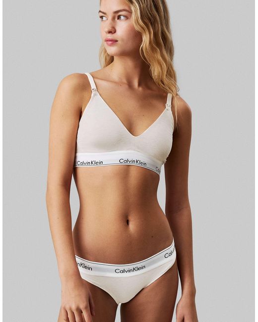 Calvin Klein Natural Maternity Modern Cotton Lightly Lined Triangle Bralette With Logo Taping
