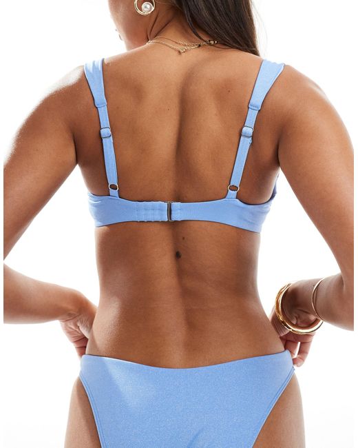 Abercrombie & Fitch Blue Curve Love Wide Strap Bikini Top Co-ord With Shirred Underwire Cup