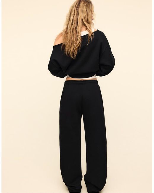 Stradivarius Black Stud-detail jogger Trousers