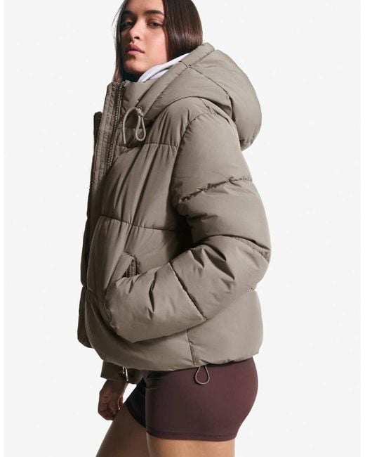 Bershka Gray Puffer Jacket With Hood