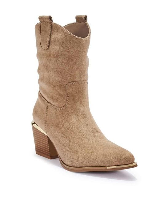 SEQWL Brown Western Cowboy Calf Boots With Pointed Toe And Block Heel