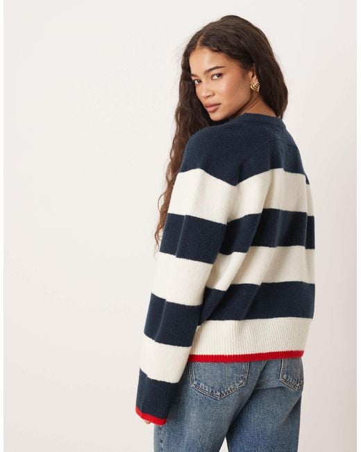 Abercrombie & Fitch Blue Crew Neck Striped Jumper