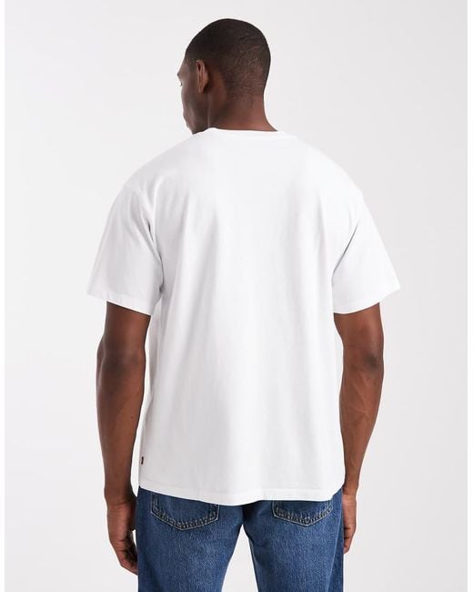 Levi's White T-shirt With Embroidered Central Batwing Logo for men
