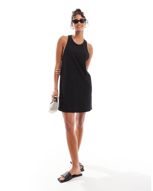 ASOS Black Twist Back Column Mini Dress