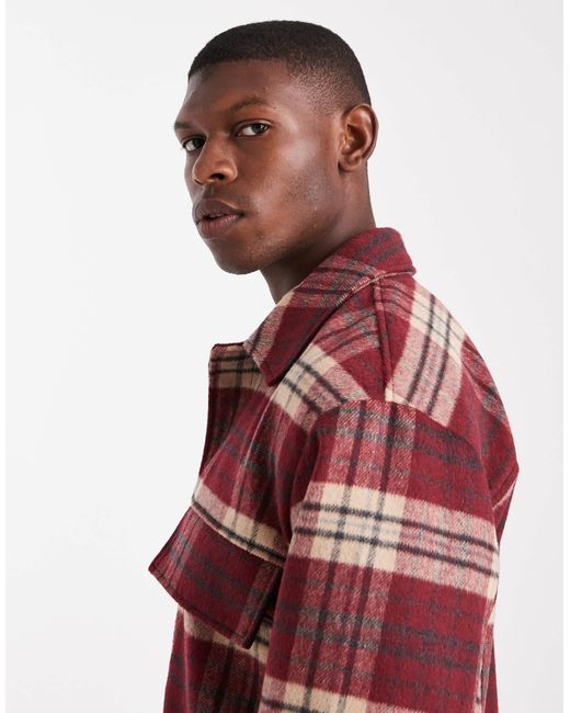 ASOS – harrington-jacke aus wollimitat in Red für Herren