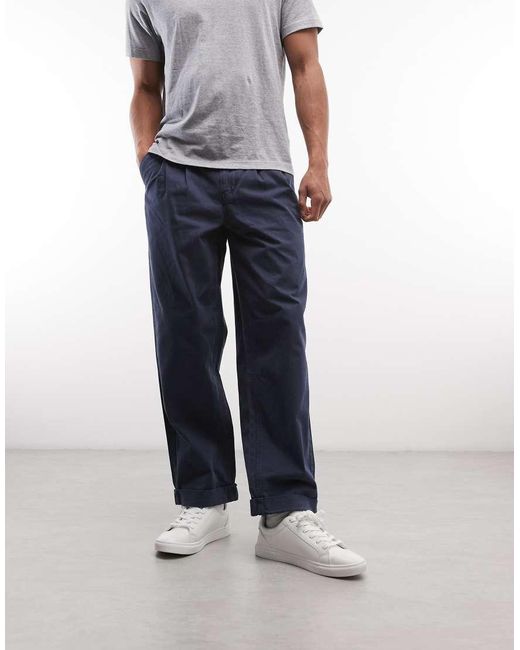 Element Blue Pleated Chino Trousers for men