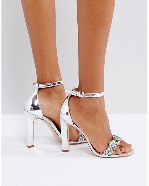 ALDO Metallic Milaa Silver Embellished Barely There Sandals